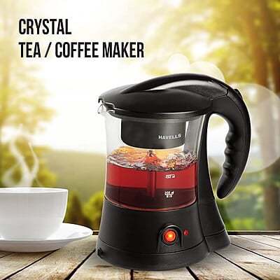 Havells Crystal Tea-Coffee Maker Glass with Filter Basket Indicator Light Transparent Glass Carafe 600 W Havells Crystal Tea-Coffee Maker Glass with Filter Basket Indicator Light Transparent Glass Carafe 600 W