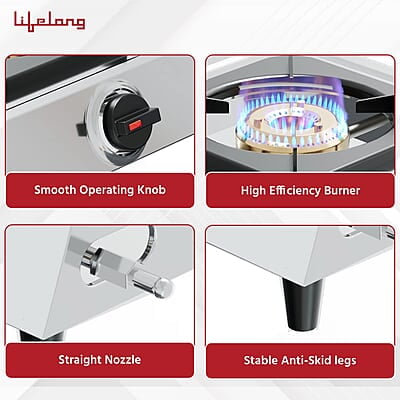 Lifelong Automatic Ignition 1 Burner Stainless Steel Gas Stove Doorstep Service