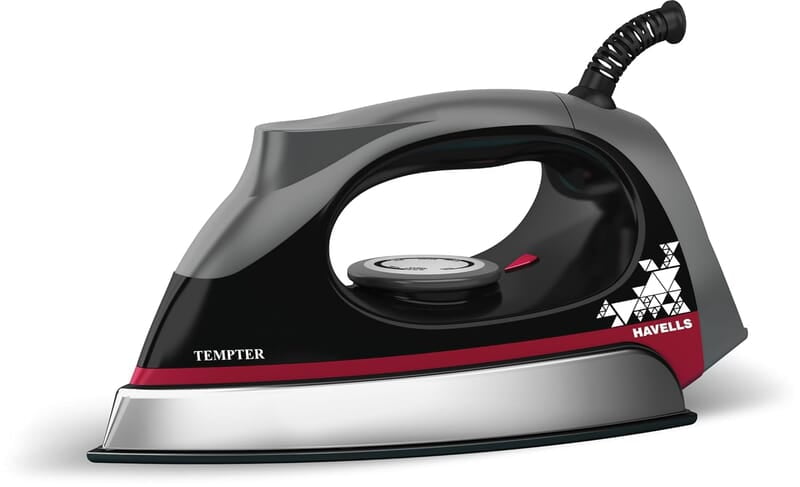 Havells Abs Tempter 1000 Watts Dry Iron Press With Greblon E2 Grade Non-Stick Coated Sole Plate