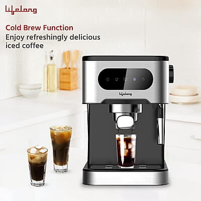 Lifelong Digital Espresso Coffee Maker -1350W Coffee Machine, 20 Bar Pressure Pump, Steam Band Lifelong Digital Espresso Coffee Maker -1350W Coffee Machine, 20 Bar Pressure Pump, Steam Band
