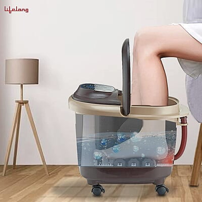 Lifelong LLM306 500W Electric Foot Spa Machine with 8 Manual Rollers, Digital Panel, Bubble Bath & Water Heating Technology