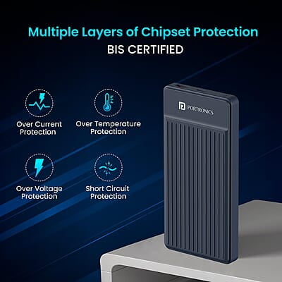 Portronics Luxcell B12 10,000mAh Ultra Slim Power Bank 12W Output USB-A Output Port & Type C Input Port Portronics Luxcell B12 10,000mAh Ultra Slim Power Bank 12W Output USB-A Output Port & Type C Input Port