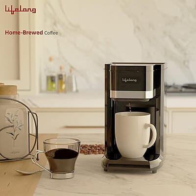 Lifelong Single Cup Coffee Maker- 350 W Coffee Machine for Single Serve, Rapid Coffee Brewer Technology with 125ml