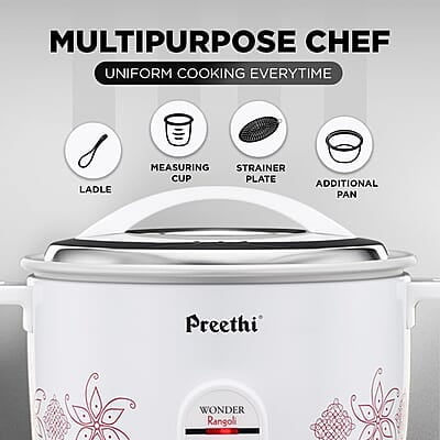 Preethi Electric Rice Cooker, 1 Litre, Single Pan, Anodized and Rustproof Aluminium Pan Preethi Electric Rice Cooker, 1 Litre, Single Pan, Anodized and Rustproof Aluminium Pan
