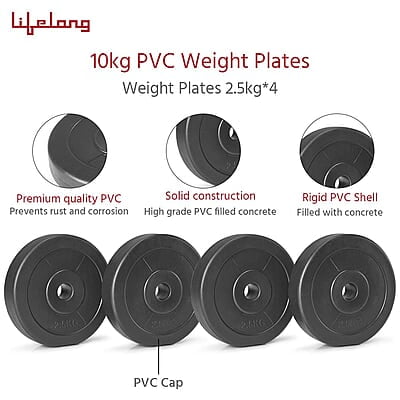 Lifelong PVC Home Gym Set 10Kg Plate 3Feet Curl Rod and Dumbbells Rods with Gym Accessories Lifelong PVC Home Gym Set 10Kg Plate 3Feet Curl Rod and Dumbbells Rods with Gym Accessories