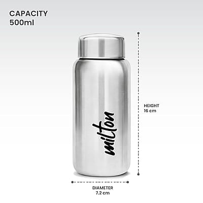 MILTON Aqua 500 Stainless Steel Water Bottle, 500 ml Single walled Leak Proof MILTON Aqua 500 Stainless Steel Water Bottle, 500 ml Single walled Leak Proof