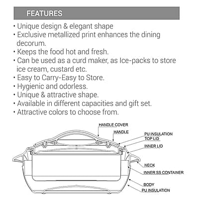 MILTON Fiesta Insulated Casserole (White, Set of 3, Inner Stainless Steel) MILTON Fiesta Insulated Casserole (White, Set of 3, Inner Stainless Steel)
