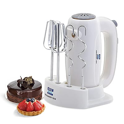 KENT 150W 16050, 5 Speed Control, Copper Motor, Multiple Beaters, Overheating Protection, Food Grade Plastic Body Hand Blender (White)