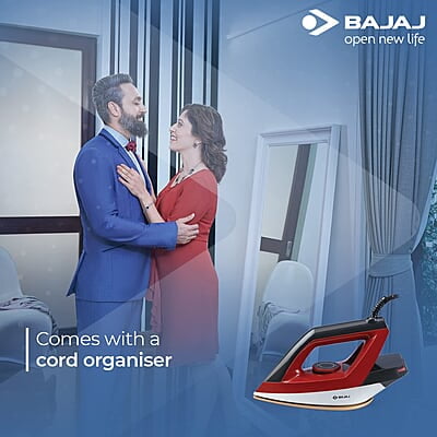 Bajaj Splendora 1100 Watts Dry Iron, Red & Black Bajaj Splendora 1100 Watts Dry Iron, Red & Black