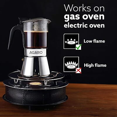 AGARO Imperial Moka Pot, Stovetop & Induction, Espresso Coffee, 240 Ml AGARO Imperial Moka Pot, Stovetop & Induction, Espresso Coffee, 240 Ml