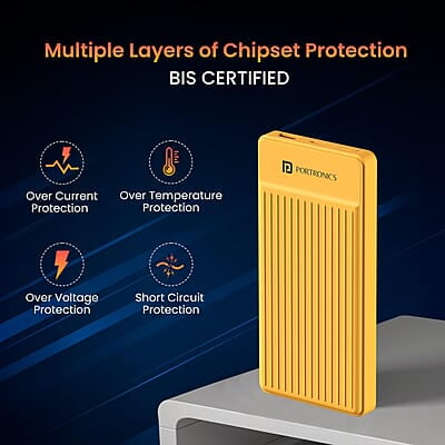 Portronics Luxcell B12 10,000mAh Ultra Slim Power Bank 12W Output USB-A Output Port & Type C Input Port Portronics Luxcell B12 10,000mAh Ultra Slim Power Bank 12W Output USB-A Output Port & Type C Input Port