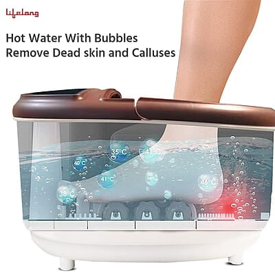 Lifelong LLM306 500W Electric Foot Spa Machine with 8 Manual Rollers, Digital Panel, Bubble Bath & Water Heating Technology