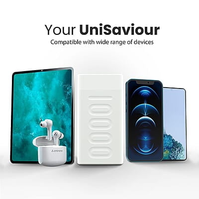 Ambrane 10000mAh Slim Power Bank, 20W Fast Charging, Dual Output, Type C PD (Input & Output), Quick Charge Ambrane 10000mAh Slim Power Bank, 20W Fast Charging, Dual Output, Type C PD (Input & Output), Quick Charge