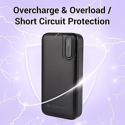 ZEBRONICS MB20000R2 Power Bank, 20000 mAh, 10W Output, Dual USB Output, Type C & Micro USB Input, Built in Protections, LED Indicator ZEBRONICS MB20000R2 Power Bank, 20000 mAh, 10W Output, Dual USB Output, Type C & Micro USB Input, Built in Protections, LED Indicator