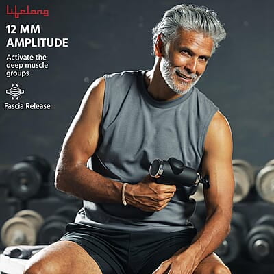 Lifelong Gun Massager for Pain Relief with 8 Massage Heads & LCD Touch Display - Battery Powered - Deep Tissue Massage with 6 Speed Lifelong Gun Massager for Pain Relief with 8 Massage Heads & LCD Touch Display - Battery Powered - Deep Tissue Massage with 6 Speed