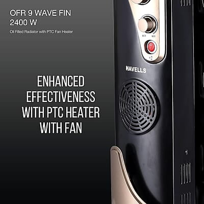 Havells OFR 9 Wave Fin with PTC 2400 Watts Fan Heater Havells OFR 9 Wave Fin with PTC 2400 Watts Fan Heater