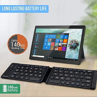Portronics Chicklet Foldable QWERTY Keyboard, Mini Pocket Sized, Rechargeable, Bluetooth Wireless, One Touch Connect Button Portronics Chicklet Foldable QWERTY Keyboard, Mini Pocket Sized, Rechargeable, Bluetooth Wireless, One Touch Connect Button