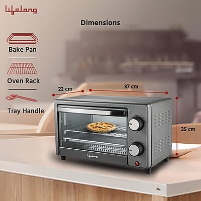Lifelong OTG 10 Litre for Kitchen with Baking Tray - 800W Electric Oven Toaster Griller Lifelong OTG 10 Litre for Kitchen with Baking Tray - 800W Electric Oven Toaster Griller