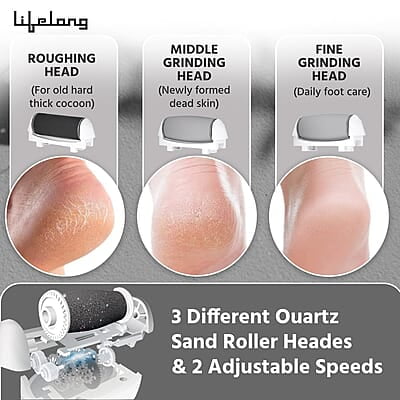 Lifelong Callus Remover for Feet Foot Scrubber for Dead Skin, 3 Changeable Roller Heads, Foot Scrubber Lifelong Callus Remover for Feet Foot Scrubber for Dead Skin, 3 Changeable Roller Heads, Foot Scrubber