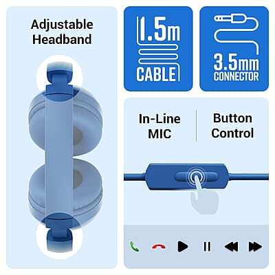 Zebronics BOOM Wired Headphone, Over Ear, in-Line MIC, Foldable, 1.5 meter Cable, for 3.5mm (Mobile | Tablet | Laptop | MAC), Soft Cushion, 40mm Drivers Zebronics BOOM Wired Headphone, Over Ear, in-Line MIC, Foldable, 1.5 meter Cable, for 3.5mm (Mobile | Tablet | Laptop | MAC), Soft Cushion, 40mm Drivers