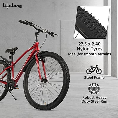 Lifelong Cycle for Men & Women - 27.5 T MTB Cycle - Single Speed Bike/Bicycle – V Brake Cycle - Rigid Fork - Mountain Bike Lifelong Cycle for Men & Women - 27.5 T MTB Cycle - Single Speed Bike/Bicycle – V Brake Cycle - Rigid Fork - Mountain Bike