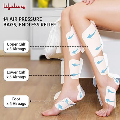 Lifelong Air Pressure Foot & Leg Massager Machine 14 Compression Air Bags,6 Foot Rollers & 3 Massage Modes Lifelong Air Pressure Foot & Leg Massager Machine 14 Compression Air Bags,6 Foot Rollers & 3 Massage Modes