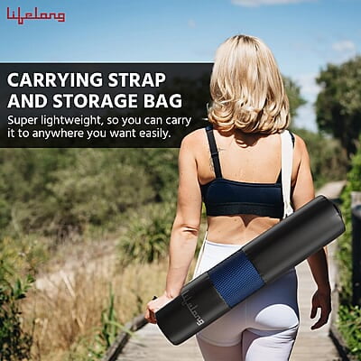 Lifelong Dual Color TPE Material Yoga Mat for Women & Men 6mm Anti-Slip Yoga Mat for Gym Workout Exercise Mat