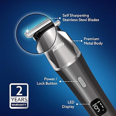 AGARO Royal Multi Grooming Kit For Men, 9in1 5 Combs Metal Body 120 Min Usage