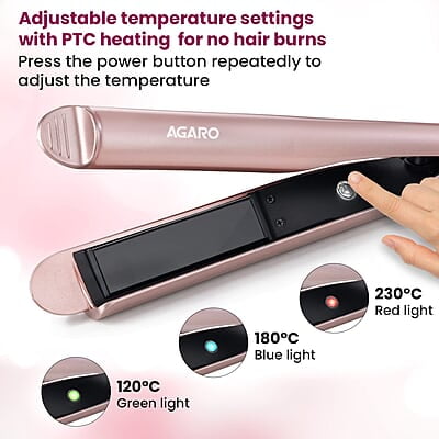 AGARO Hair Straightener&Curler, 2-In-1 Twist Angled Ceramic Coated Floating Plates