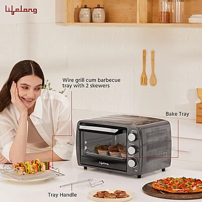Lifelong OTG 19 Litre for Kitchen with Barbeque Tray - 1300W Oven Toaster Griller Machine Electric Lifelong OTG 19 Litre for Kitchen with Barbeque Tray - 1300W Oven Toaster Griller Machine Electric