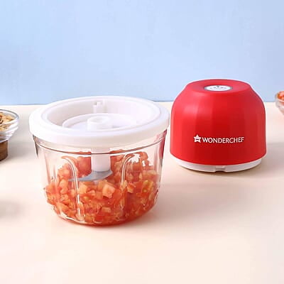 Wonderchef Zippy Rechargeable Wireless Electric Cordless Chopper, Stainless Steel 350 ML, 30 Watts Wonderchef Zippy Rechargeable Wireless Electric Cordless Chopper, Stainless Steel 350 ML, 30 Watts