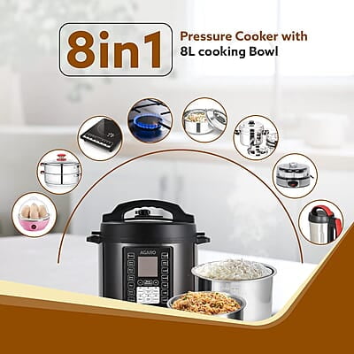AGARO Imperial Electric Pressure Cooker, 8 Litres Inner Pot, 14 Pre-Set multi Cooking Functions AGARO Imperial Electric Pressure Cooker, 8 Litres Inner Pot, 14 Pre-Set multi Cooking Functions