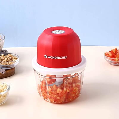 Wonderchef Zippy Rechargeable Wireless Electric Cordless Chopper, Stainless Steel 350 ML, 30 Watts Wonderchef Zippy Rechargeable Wireless Electric Cordless Chopper, Stainless Steel 350 ML, 30 Watts