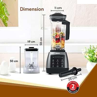 AGARO Royal Professional Blender/Grinder/Mixer, 2000W, 5 Preset Function 9 Speed Settings, Pulse & Timer, 2L & 600ml Small Grinding Jar