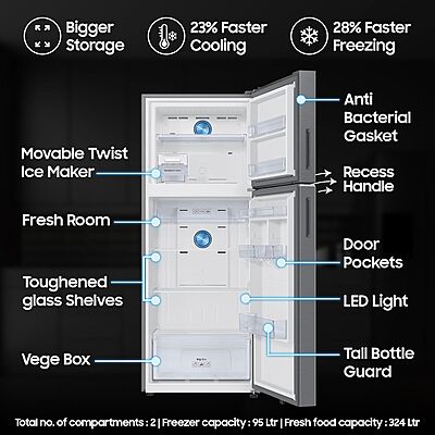 Samsung 419 L, 3 Star, Convertible 5-in-1, Digital Inverter, Frost Free Double Door, WiFi Enabled Bespoke AI Refrigerator Samsung 419 L, 3 Star, Convertible 5-in-1, Digital Inverter, Frost Free Double Door, WiFi Enabled Bespoke AI Refrigerator