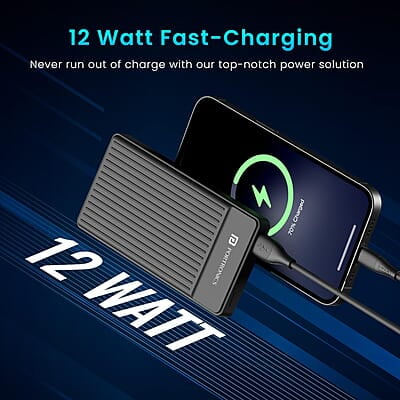 Portronics Luxcell B12 10,000mAh Ultra Slim Power Bank 12W Output USB-A Output Port & Type C Input Port Portronics Luxcell B12 10,000mAh Ultra Slim Power Bank 12W Output USB-A Output Port & Type C Input Port