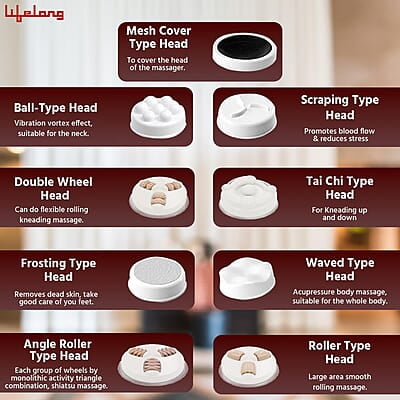 Lifelong Electric Body Massager Machine for Pain Relief 9 Massage Heads Multiple Speed Setting Lifelong Electric Body Massager Machine for Pain Relief 9 Massage Heads Multiple Speed Setting