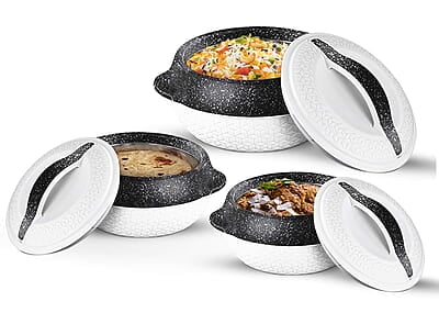 MILTON Stainless Steel Casserole - Set of 3, White MILTON Stainless Steel Casserole - Set of 3, White