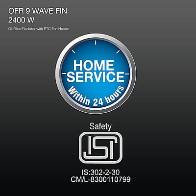 Havells OFR 9 Wave Fin with PTC 2400 Watts Fan Heater Havells OFR 9 Wave Fin with PTC 2400 Watts Fan Heater