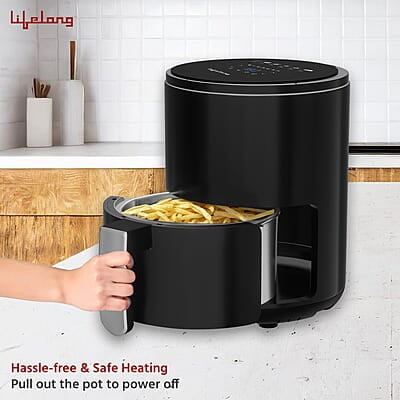 Lifelong Digital Air Fryer For Home - 2.5 Litre Airfryer With Touch Panel & 6 Pre-Set Menus-1000 W Electric Fryer