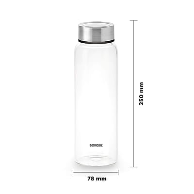 Borosil Crysto Glass Water Bottle, Fridge Bottle Set of 3, Borosilicate Glass, Extreme Temperature Resistant, For Hot & Cold Water, Milk, Lassi, Juice, Steel Lid, 750 ml, Stylish & Transparent Borosil Crysto Glass Water Bottle, Fridge Bottle Set of 3, Borosilicate Glass, Extreme Temperature Resistant, For Hot & Cold Water, Milk, Lassi, Juice, Steel Lid, 750 ml, Stylish & Transparent