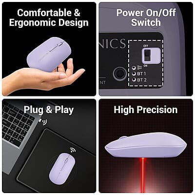 ZEBRONICS Pulse Wireless Mouse, Multi Connectivity, Dual Bluetooth, for Mac, Laptop, Computer, Tablet, 2.4GHz, 1200 DPI, Comfortable & Lightweight ZEBRONICS Pulse Wireless Mouse, Multi Connectivity, Dual Bluetooth, for Mac, Laptop, Computer, Tablet, 2.4GHz, 1200 DPI, Comfortable & Lightweight