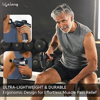 Lifelong Gun Massager for Pain Relief with Cold Compression & 99 Speed Settings - Rechargeable, 5 Massage Heads, 3 Modes for Full Body Deep Tissue Percussion Massage Lifelong Gun Massager for Pain Relief with Cold Compression & 99 Speed Settings - Rechargeable, 5 Massage Heads, 3 Modes for Full Body Deep Tissue Percussion Massage