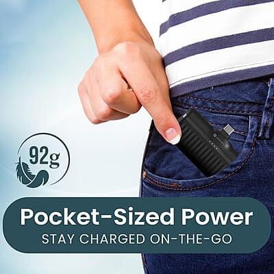 Portronics Power Pebble 5000mAh 20W Fast Charging Powerbank, in-Built Foldable Type C