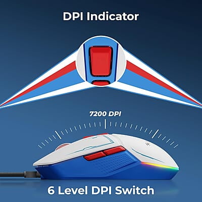 ZEBRONICS Astro Premium Gaming Mouse with Upto 7200 DPI, 7 Buttons, Braided Cable, High Resolution Sensor, Windows Software with RGB LED Light Modes