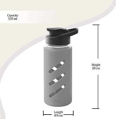 Treo By Milton Proteger 500 Borosilicate Glass Bottle With Silicon Protector, 535 ml Treo By Milton Proteger 500 Borosilicate Glass Bottle With Silicon Protector, 535 ml