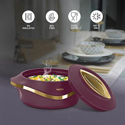 MILTON Pearl 1000 Inner Stainless Steel Casserole, 860 ml Maroon MILTON Pearl 1000 Inner Stainless Steel Casserole, 860 ml Maroon