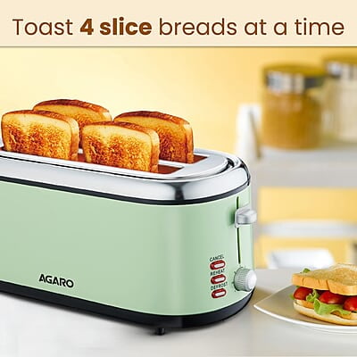 AGARO Royal 4 Slice Stainless Steel Pop Up Toaster 1450W AGARO Royal 4 Slice Stainless Steel Pop Up Toaster 1450W