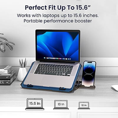 Portronics My Buddy Air 2 Laptop Cooling Pad with Dual Cooling Fans, Multi-Level Height Adjustable, Mobile Holder Portronics My Buddy Air 2 Laptop Cooling Pad with Dual Cooling Fans, Multi-Level Height Adjustable, Mobile Holder
