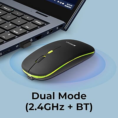 ZEBRONICS Newly Launched Blanc Slim Wireless Mouse with Rechargeable Battery, BT + 2.4GHz, 4 Buttons, 800/1200/1600 DPI, Silent Operation, Multicolor LED Lights ZEBRONICS Newly Launched Blanc Slim Wireless Mouse with Rechargeable Battery, BT + 2.4GHz, 4 Buttons, 800/1200/1600 DPI, Silent Operation, Multicolor LED Lights